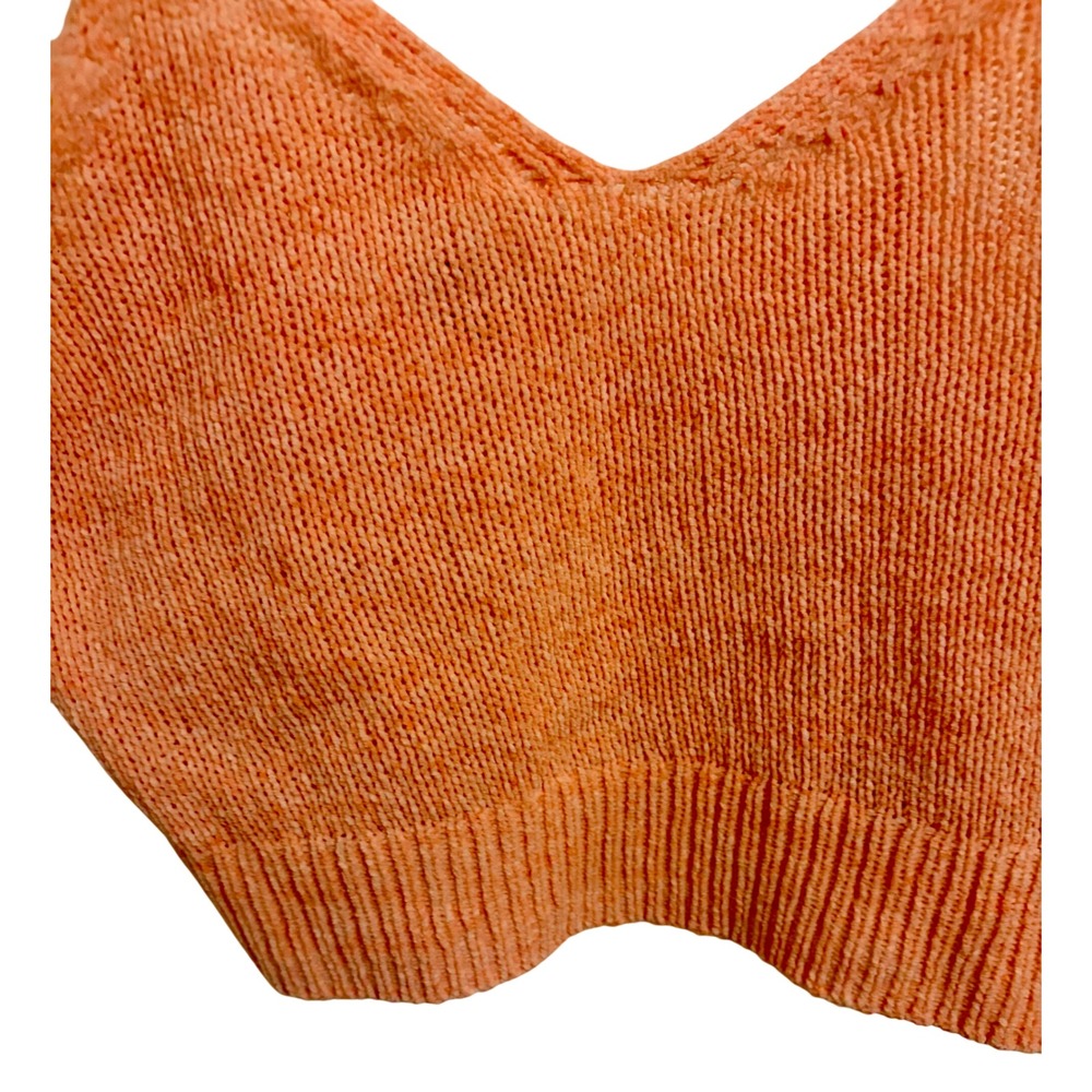 American Eagle Peach Chenille Knit Cropped Sweater Tank Top Size Small - Picture 3 of 6